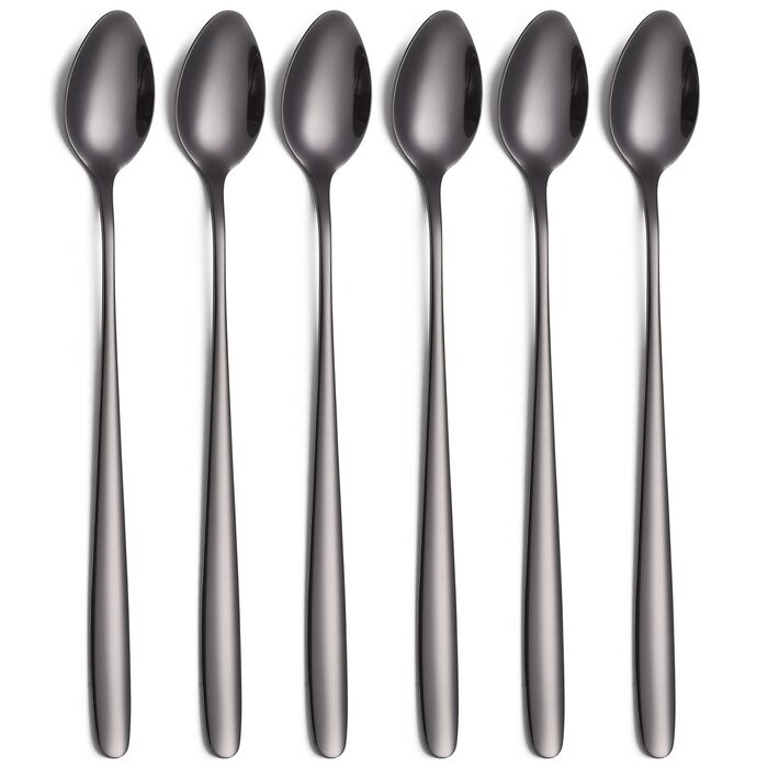 Набір ложок для лате макіато, 6 шт., 19.8 см, нержавіюча сталь. Підходить для кави, коктейлів, десертів