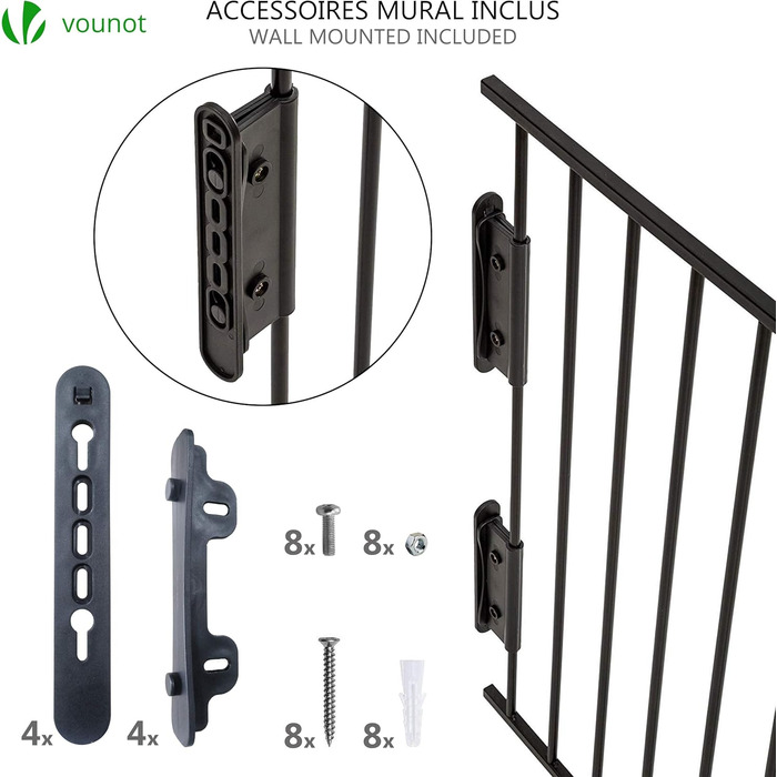 Захисне ґратка для каміну Vounot з дверцятами, 375 см, 6 елементів, металева, для дітей, чорний