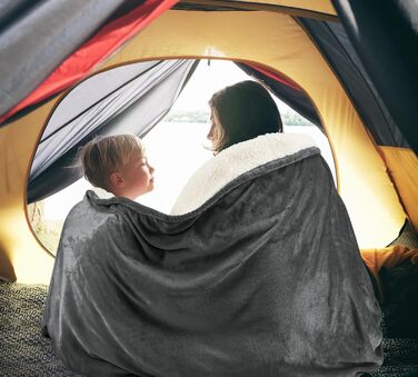 Плед Sherpa від Utopia Bedding, сірий, 200 x 150 см: теплий, м'який, двосторонній плед з плюшевого флісу для ліжка, дивана, кемпінгу та подорожей