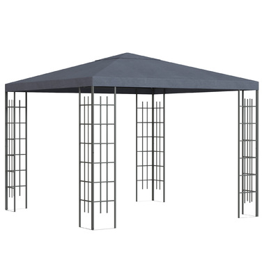 Outsunny Garden Pavilion 3x3m Stable Party Tent Event Tent Garden Tent Made of Steel & Polyester in Grey for Garden Parties & Events