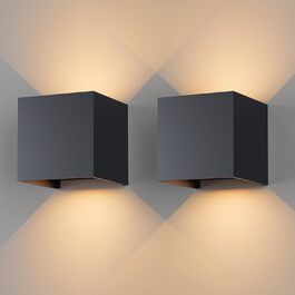 LED-стінні світильники Klighten 12W, 2 шт. з регульованим світловим променем, 3000K, IP65, для дому та вулиці, Антрацит