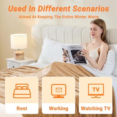 Електрична ковдра з підігрівом 130x180 см з автовимкненням, 10 режимів нагріву, захист від перегріву, машинне прання, для теплих ночей (Хакі, 130 x 180 см)