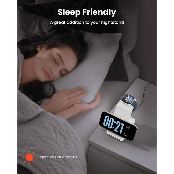 GEEKERA 3-в-1 Бездротова Зарядка для Google Pixel Watch 3/2, Fitbit Versa 4/3, Sense 2/Sense, iPhone, Pixel, Samsung – Матове Біле