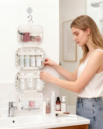 Косметичка для жінок Narwey з петлею для підвішування, велика, органайзер для косметики, сітка м'ятного кольору (середній)