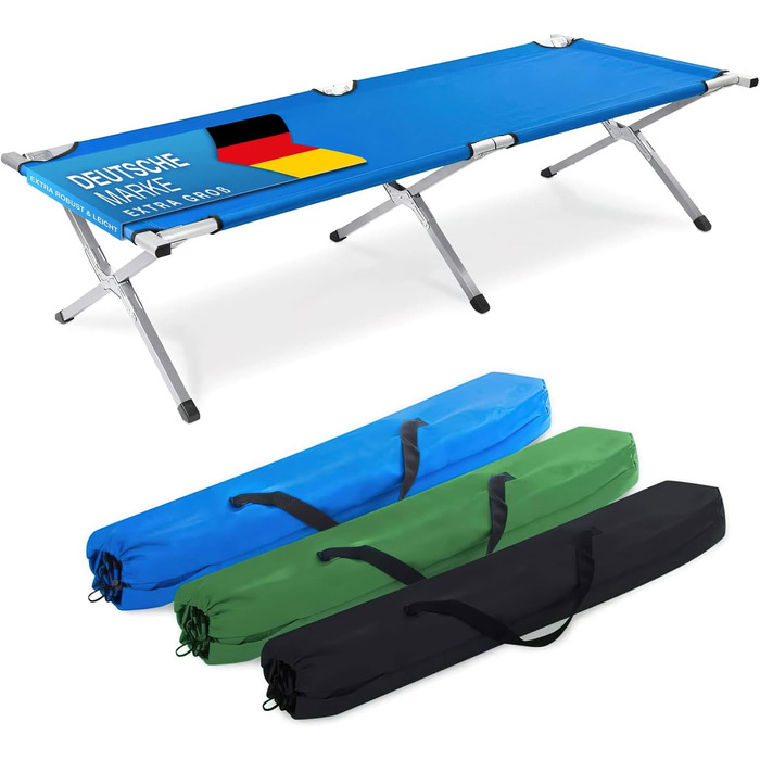 GOODS+GADGETS Folding Army Field Bed - Aluminum - Folding Camping Bed & Guest Bed Blue