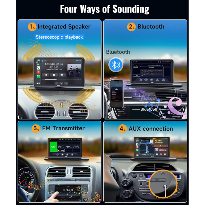 Бездротовий автомобільний мультимедійний центр Spedal NaviCam 796W з Apple CarPlay, Android Auto, зовнішньою камерою, Bluetooth, Wi-Fi, AirPlay, AUX та FM-трансмітером