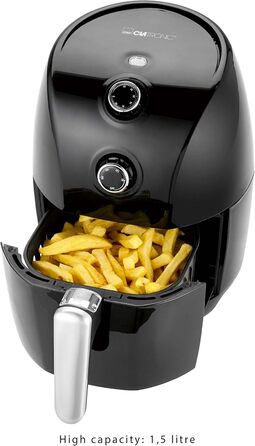 Аерофритюрниця Clatronic FR 3698 H, без олії, 1.5 л, термостат 80-200°C, таймер 30 хв, чорна