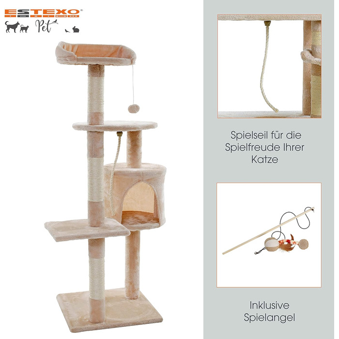Кігтеточка для котів ESTEXO 112 см, XL, кріпиться до стіни, бежева