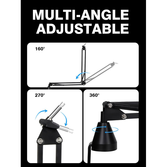 Кріплення для мікрофона FIFINE AM8 - Шарнірний стійкий кронштейн для мікрофона, сумісний з FIFINE Recording XLR/USB мікрофонами, AM8, YOUSHARES, для настільного встановлення
