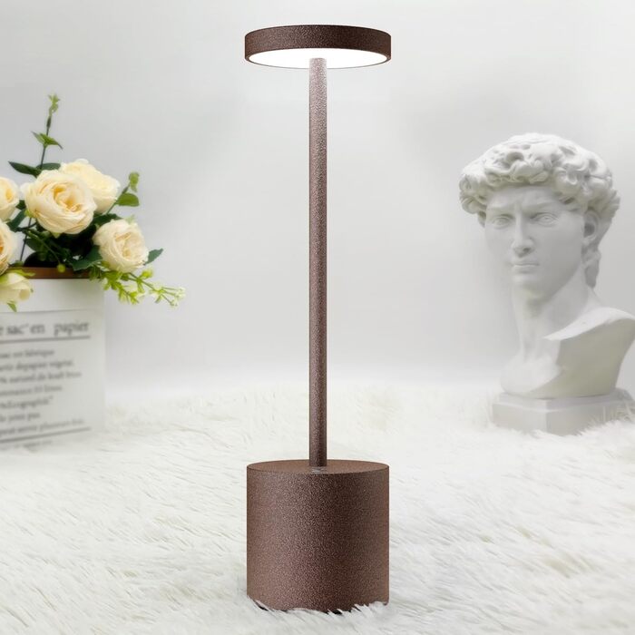 Світлодіодний настільний світильник Hapfish акумуляторний, чорний (Rust) - бездротовий, диммер, 3 режими, сенсорний, для дому, бару, тераси