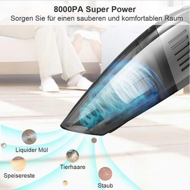 Ручний бездротовий пилосос Fourward 8000Pa для дому, авто та кемпера. Потужний 120W мотор, видаляє шерсть тварин