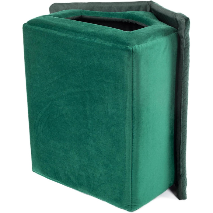Зручна лежанка-будка для собак та котів, розмір L, зелений велюр | 34 x 44 x 38 см