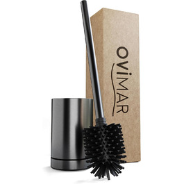 Набір для чищення унітазу Gunmetal matt з силіконовою щіткою | Без торпедо, знімною підставкою | З нержавіючої сталі, змінний насадок