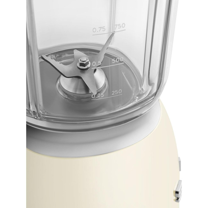 SMEG, BLF03CREU, 1.5 L Stand Mixer, 4 Speed Settings, 4 Automatic Programs, Detachable Double Blade, Transparent Lid Opening with Measuring Cap, Non-Slip Base, 800W, Cream