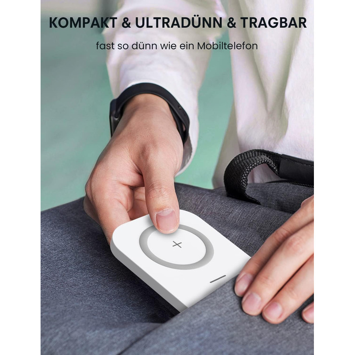 Бездротовий зарядний пристрій JoyGeek 2-в-1, 15W, для iPhone та Samsung, білий