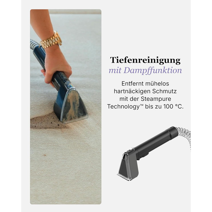 Професійний мийний пилосос Motionflow PRO з паровою функцією – 1700W, для килимів, меблів та авто. Самоочищення, пароочисник для дому та офісу