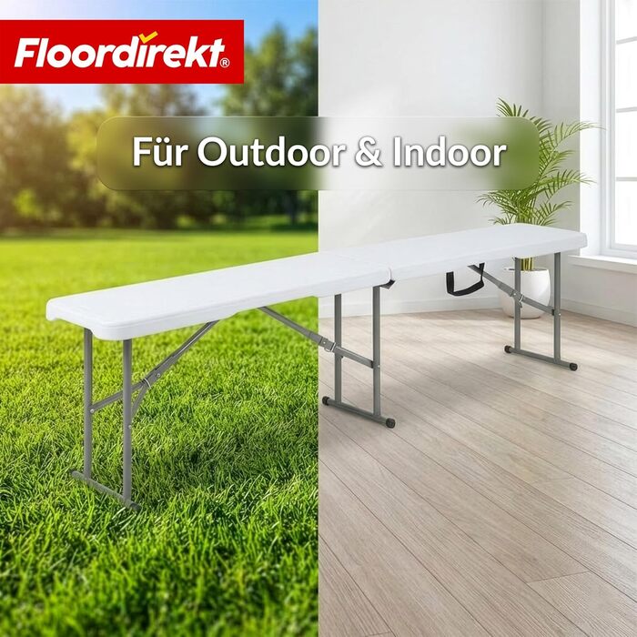 Зручний розкладний садовий стіл Floordirekt Buffettisch для відпочинку на терасі, балконі або кемпінгу - 183x76 см, матеріал: пластик, на 6 осіб