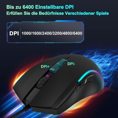 Ігрова клавіатура та миша RaceGT з підсвічуванням RGB, 104 клавіші, 7 кнопок миші, 6400 DPI, QWERTZ (DE-Layout)