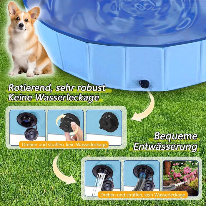 Зручний надувний басейн для собак та котів XL 160x30 см, розкладний, водонепроникний, антиковзкий