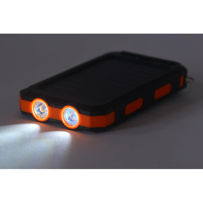 Портативний павербанк сонячний 8000 mAh з LED-ліхтариком та компасом для зарядки телефонів та гаджетів. Чорний