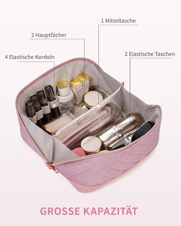 Косметичка для подорожей Wandering Nature для жінок: велика, водонепроникна, з відділенням для пензликів, рожева (патент)