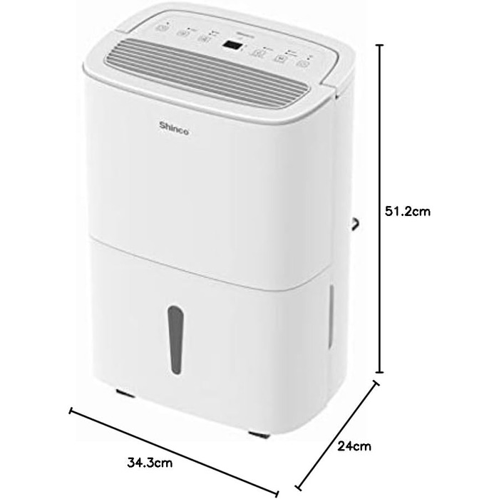 Шукач вологи SHINCO 30L з Wi-Fi, для приміщень до 35 м², автоматичний перезапуск, таймер 24h, 5л бак, фільтр з активованим вугіллям, безперервний відвід води. Модель SDZ1-30D