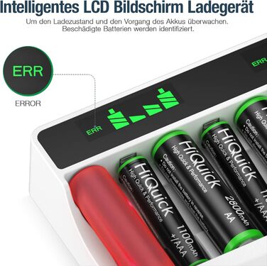 Зарядний пристрій HiQuick для акумуляторів AA/AAA з LCD-дисплеєм (12 місць)