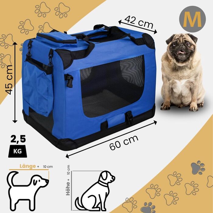 Складана переносна сумка-переноска для собак та котів Petigi (M, 60x42x45 см, блакитна)