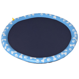 PawHut Splash Sprinkler Pad 170 см ігровий килимок для води для собак, антиковзаюча PVC-підстилка для вулиці блакитного кольору, ідеально підходить для літнього відпочинку в саду