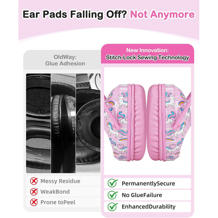 Навушники шумоізоляційні для дітей ZOHAN 030, 3-18 років, для дітей з аутизмом, для школи та концертів, рожевий єдиноріг