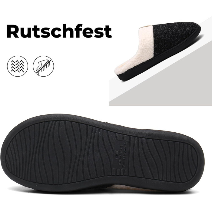 Тапочки зимові Mishansha для чоловіків та жінок, утеплені, з пам'яттю, з плюшем, 42/43 EU, чорні