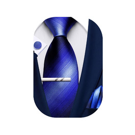 Комплект краваток Barry.Wang: краватка, кишеньковий хустинка та запонки (святковий, для весілля) - блакитний та темно-блакитний