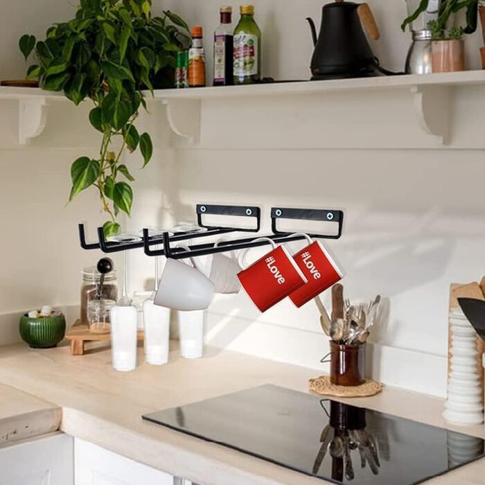 Тримач для келихів з металу, 4 шт., 40 см, для бару, кухні, ресторану