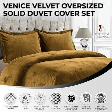 Tribeca Living комплект постільної білизни з велюру Venedig, великий розмір, 2-х частинний, блакитно-зелений, з прихованими ґудзиками, преміум-якість (Camel, King)