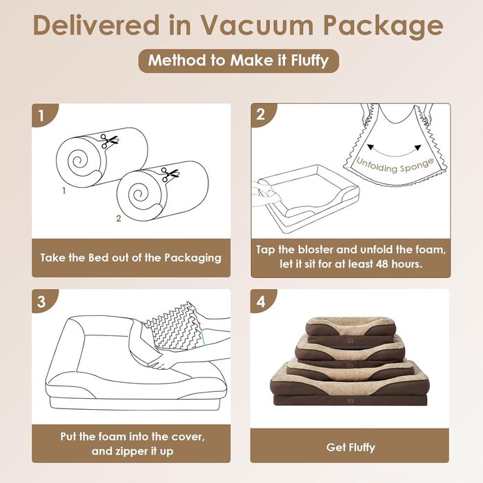Orthopedic Dog Bed for Large Dogs, Memory Foam, Washable and Waterproof Dog Basket with 4 Sides, Dog Sofa/Dog Couch, Non-Slip, 106.5x76x18.5 cm (91 x 68 x 17.5 cm (L x W x H), Brown)