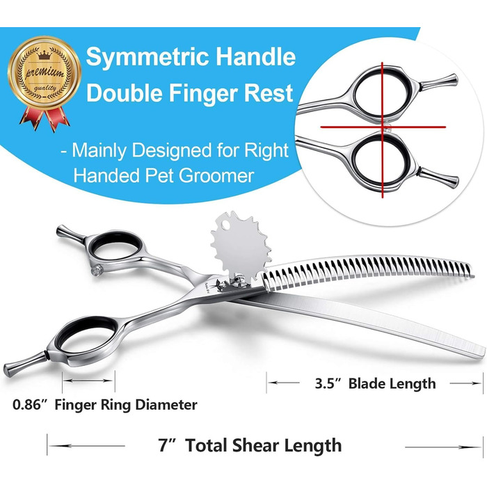 Ножиці для грумінгу собак та котів PURPLEBIRD 7.0 дюймів, вигнуті, з японської сталі 440C, ручна робота