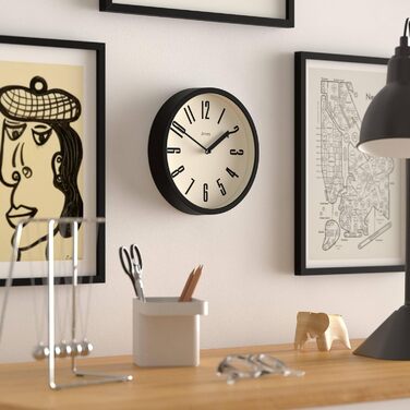JONES CLOCKS® Hot Tub Wall Clock | Small Retro Round Clock | 20cm | Easy-to-read numbers | Ideal for kitchen, office, kids' room, or any small space (Black)