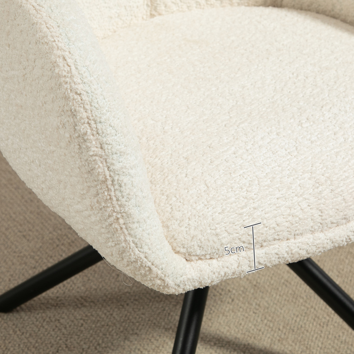 HOMCOM Armchair Lounge Chair with Armrests, 360° Swivel Function, Linen-Look, Swivel Chair with Metal Legs, for Living Room, Bedroom, Cream White | Aosom