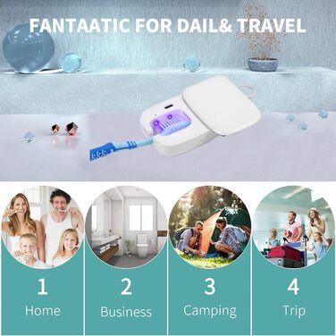 Toothbrush Covers, Portable Toothbrush Holder with Cleaning Light, Rechargeable Travel Toothbrush Box with Holder for Home and Travel or Business Trips (White)