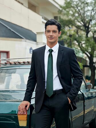 Чоловіча краватка HISDERN в клітку з нагрудною хустинкою, формальна класична краватка для весілля, темно-зелений колір