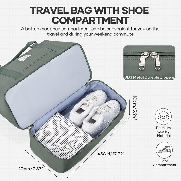 Спортивна сумка для жінок Easyjet 45x36x20 (32L) - водонепроникна дорожня сумка, фітнес-сумка з відділенням для взуття, сірий/армійський колір