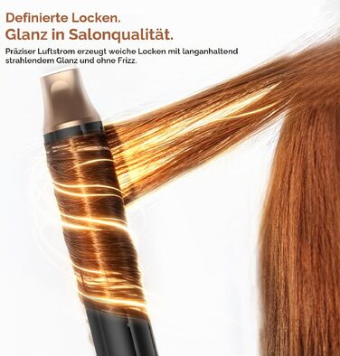 Мультистайлер для волосся 6 в 1 UKLISS Air Styler Set з дифузором, фен-щітка та вирівнювач для волосся, 1000 Вт, LCD-дисплей, Gold Blau