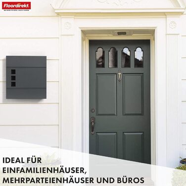 Поштовий ящик Floordirekt Jean Anthrazit з газетницею, кришкою та замком, антрацит