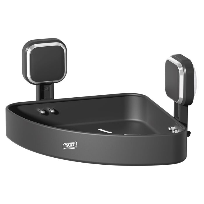 Поличка для душу TAILI без свердління, регульована, набір 2 шт., аксесуари для душу з гачками, нержавіюча сталь, чорний, органайзер для кухні, ванної кімнати, сріблястий