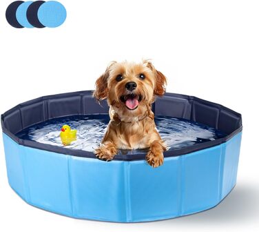 Nobleza Hundepool for Large & Small Dogs, Foldable Dog Splash Pool, Stable Dog Bathtub, Swimming Pool for Cats, 80 * 20cm, S, Blue