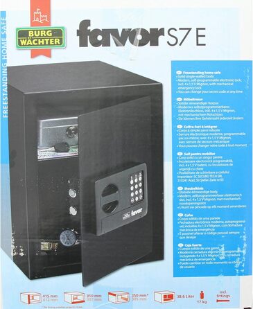 Трюмо Burg-Wächter Favor S3 E з цифровим замком, чорний (415x310x350 мм)