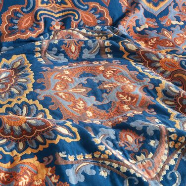 Богемна ковдра Boho Decke 100% бавовна – двостороння муслінова ковдра 150x200 см, м'яка софа/ковдра та покривало для ліжка, естетичний дизайн, ідеально для вітальні та спальні, помаранчево/блакитний колір, зірковий сон 150 x 200 см