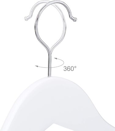 Relaxdays 40 x Children's Clothes Hangers, Wood, 360° Swivel Hook, Wooden Clothes Hangers for Kids, WxH: 18 x 30.5 cm, Clothes Hanger Set, white
