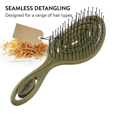 Щітка для волосся Chiara Ambra без заплутування - для жінок та чоловіків - розпушувач для кучерявого та довгого волосся - екологічна щітка-розпушувач, щітки для волосся - (Оливковий)