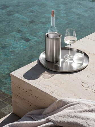 Blomus Tray -Peasy- Serving Tray made of Stainless Steel | Decorative Tray Round with Rim ⌀ 30cm (S, Stainless Steel)